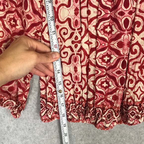 Nicole Miller Top Womens XS Red Blouse Puff Boho Rodeo Cottage Flowy Resort Twee - Picture 5 of 9